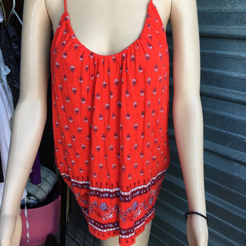 RED BOHO TANK TOP SIZE M